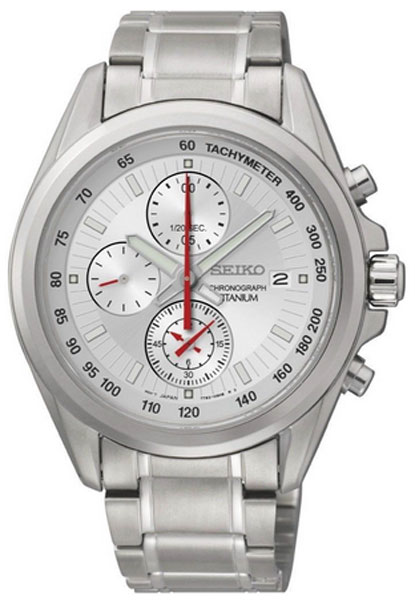 Seiko Chronograph Silver Dial Titanium Men's Watch SNDE57P1