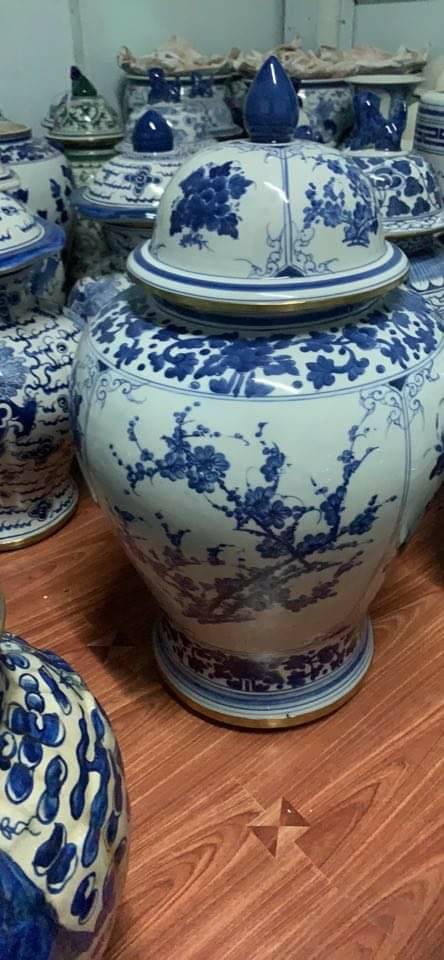 โถใหญ่ ทรงสูง กระเบื้องลายคราม (สูง24-25นิ้ว)