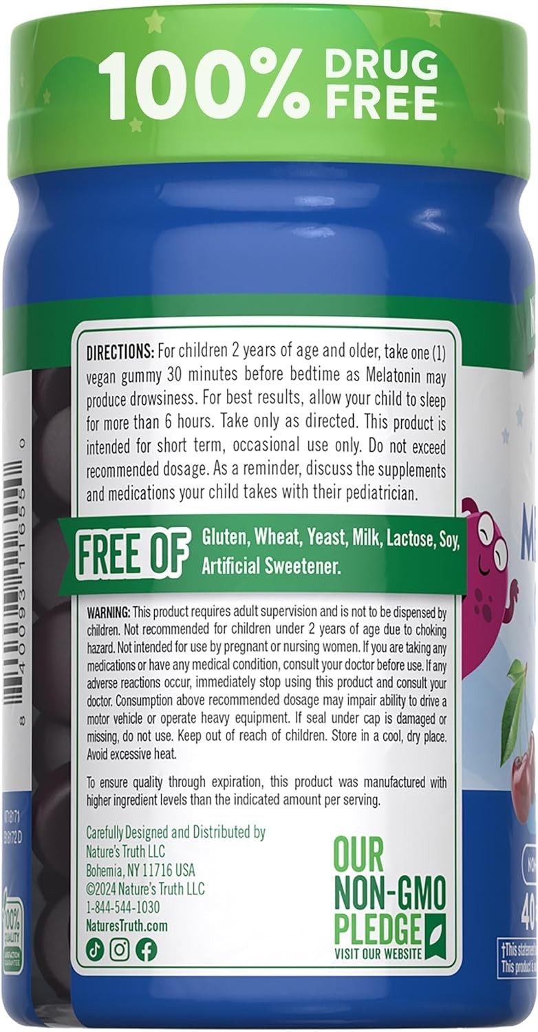 วิตามินเสริมการนอนหลับสำหรับเด็กชนิดกัมมี่ NATURE'S TRUTH Just 4 Kids Sleep Melatonin Gummies