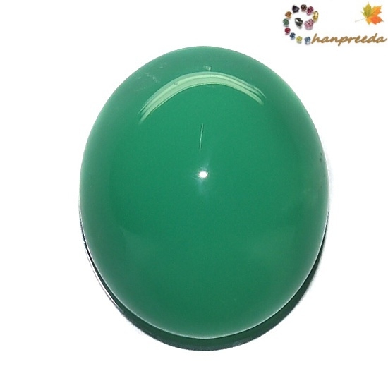 Chrysoprase คริสโซเพลส หรือเรียกอีกอย่างว่า หยกออสเตรเลีย พลอยธรรมชาติ 100% รูปไข่ น้ำหนัก 31 กะรัต สีเขียวหวานสวย สีคล้ายหยก