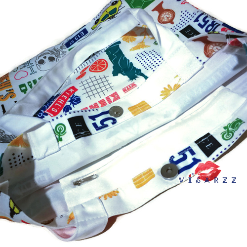 Kiehl's Travel the World Shopping Bag กระเป๋าผ้าสะพายไหล่ สกรีนสีสันสดใส ก้นกระเป๋ากว้างใสของได้จุ พร้อมช่องเล็กมีซิปด้านใน