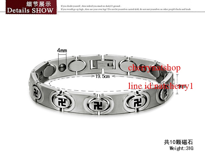 พร้อมส่งสร้อยข้อมือแม่เหล็กเพื่อสุขภาพ สร้อยข้อมือไทเทเนียมเจอรเมเนียม รุ่นCm