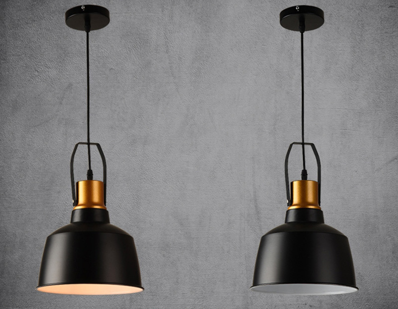 โคมไฟแขวนเพดานสไตล์ลอฟท์อเมริกันโป๊ะสีดำหัวสีทอง [SY65228]