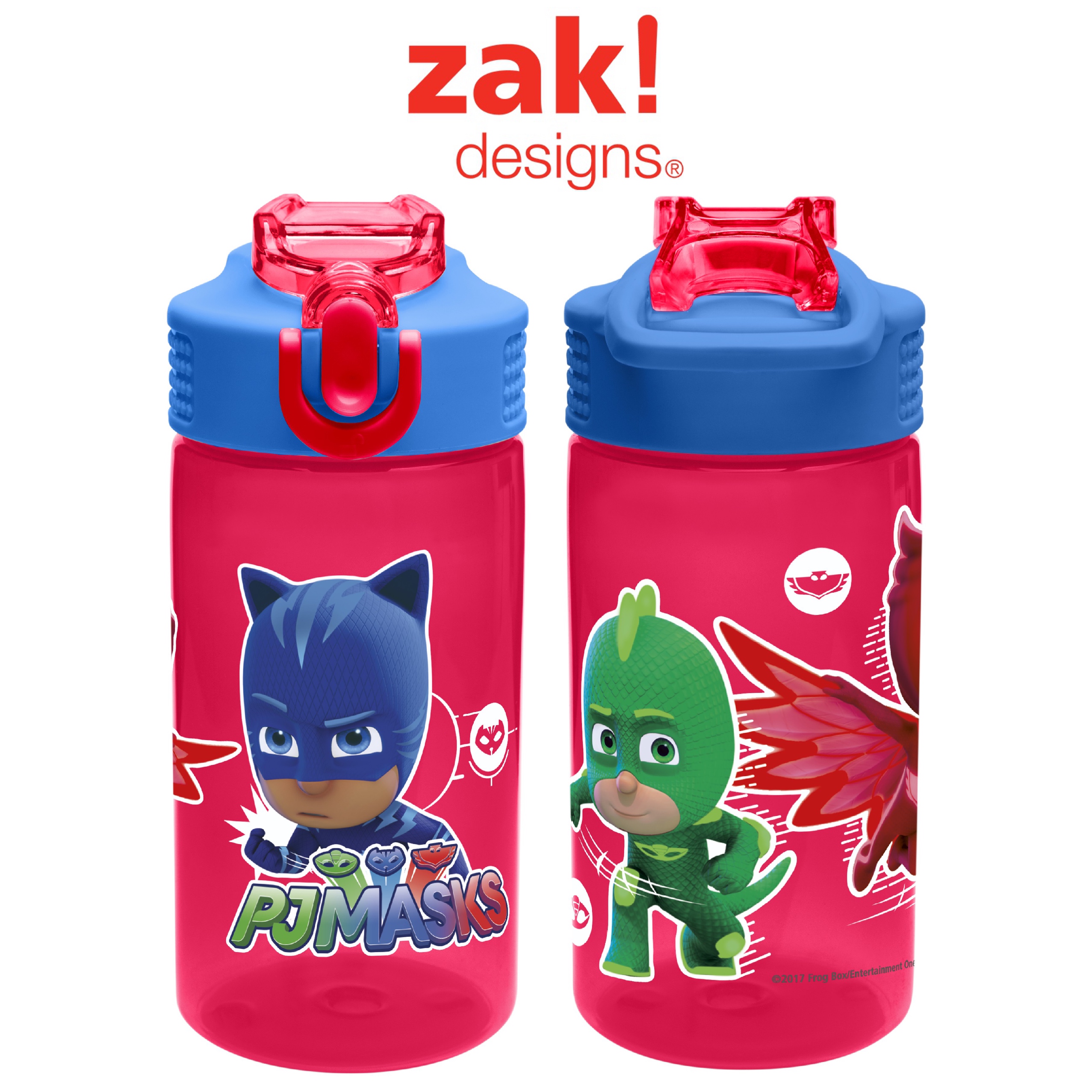กระติกน้ำแบบหลอดกดเด้งสำหรับเด็ก Zak! PJ Masks 16 Oz. Water Bottle