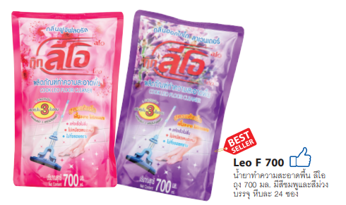 P12239 น้ำยาเช็ดพื้น ลีโอ 700 มิล ราคาขายส่งต่อ 1 ลัง : 24 ซอง : เฉลี่ย 14 บต่อซอง