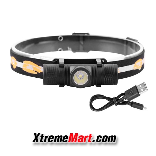 ไฟฉายคาดหัว 1หลอด บอดี้อลูมินั่ม สว่าง 1000ลูเมนส์ แสงขาว + สายชาร์จ USB (ไม่รวมแบต)