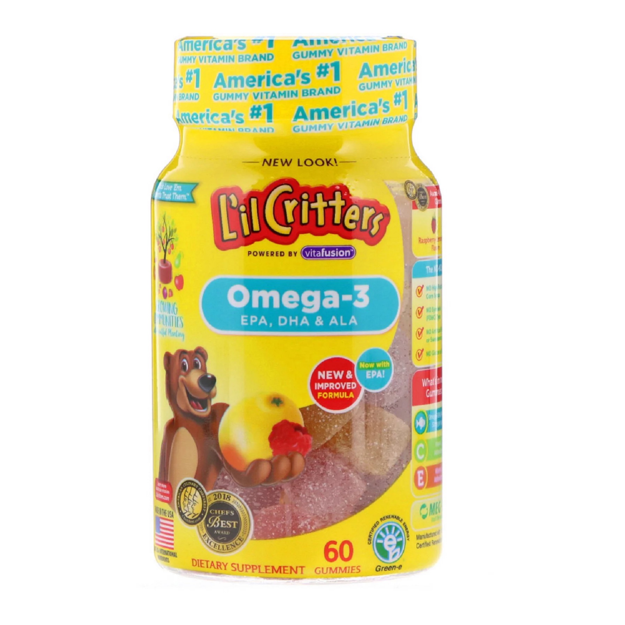 วิตามินเสริมโอเมก้าและดีเอชเอแบบกัมมี่เคี้ยวหนึบ L'il Critters Omega-3 Gummy