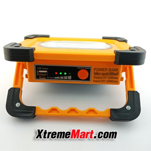 ไฟฉายสปอร์ตไลท์ 30W + Solar Cell สว่าง 750 ลูเมน COB LED 4 โหมด Portable multifunction Spotlight