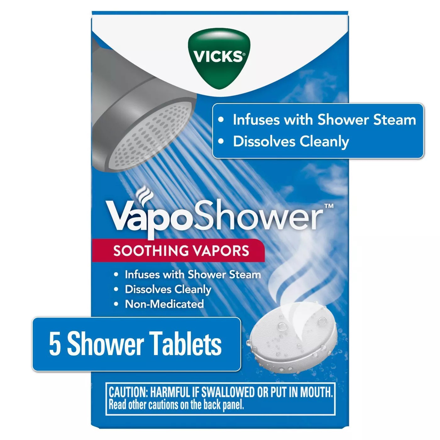 เม็ดไอระเหยคลายความตึงเครียด Vicks VapoShower Aromatherapy Soothing Vapos Tablets (5 Shower Tablets)
