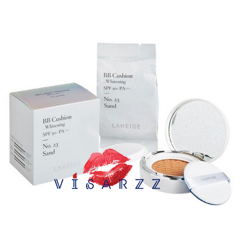 (#23) Laneige BB Cushion Whitening SPF50.PA+++ 15 g # 23 Sand Beige สำหรับสาวผิวสองสี พร้อมตลับ refill ในตัว บีบีเนื้อเอสเซนส์ เป็นทั้งกันแดดและรองพื้น