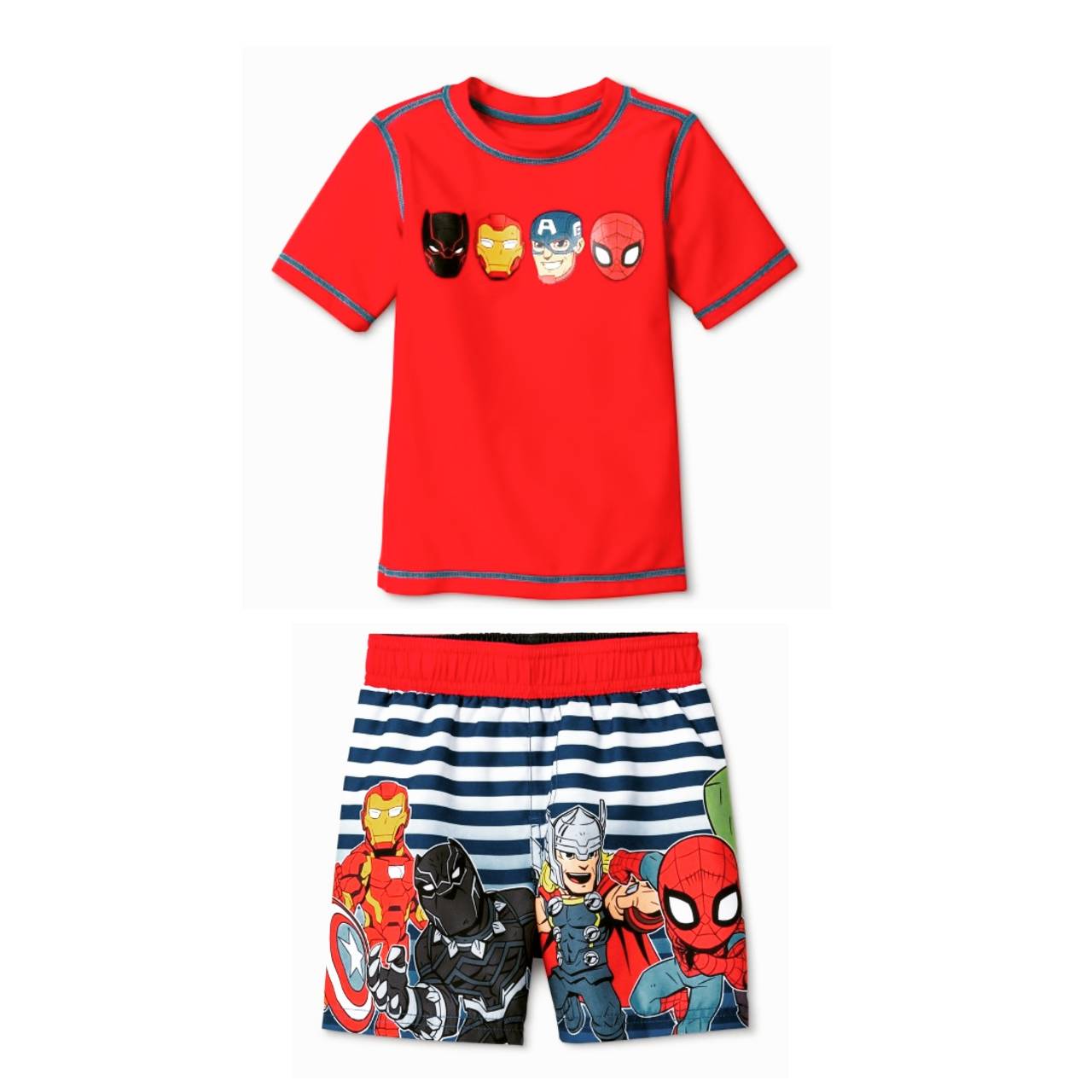 เสื้อว่ายน้ำเด็กและกางเกงขาสั้น Toddler Marvel Avengers Rashguards & Swim Trunk กันรังสียูวี UPF50+ ไซส์ 3T และ 4T
