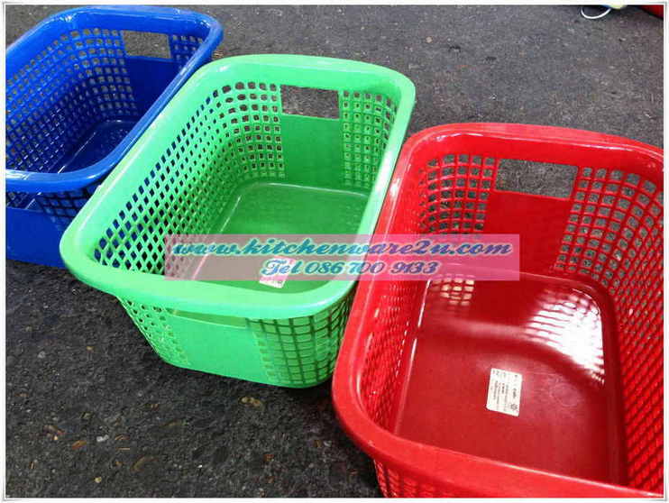 P07358 ตะกร้าเหลี่ยมหูจับ 502 (22.5*33*15.5 ซม.) (ราคาส่งต่อ 12 โหล: 144ใบ เฉลี่ย 170 บาทต่อโหล)