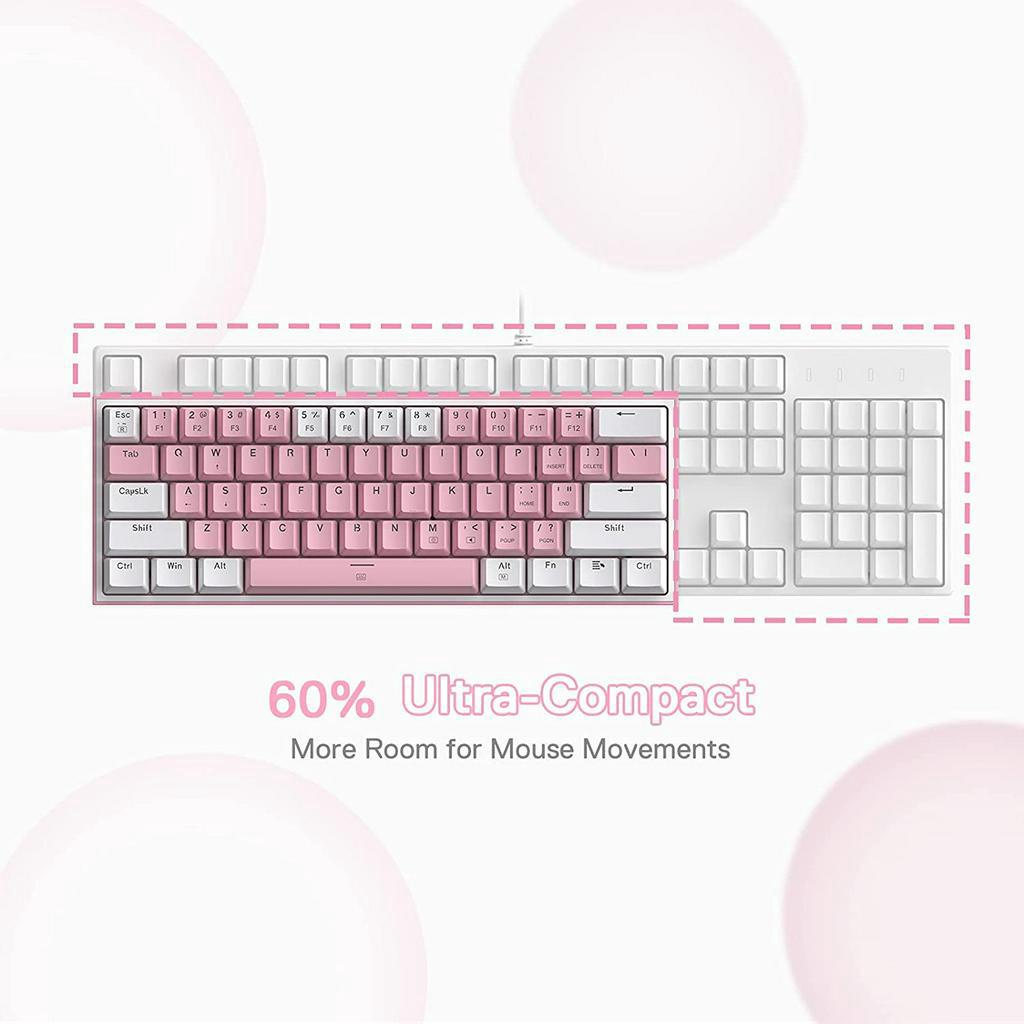 (TH/EN) Redragon K617 Fizz 60% Wired RGB Gaming Keyboard Pink White