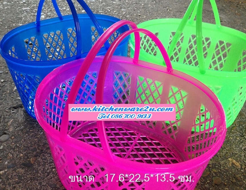 P05974 ตะกร้าสบู่ วงรี หูหิ้ว 821A (ราคาส่งต่อ 1โหล : 12 ใบ คลิ๊กที่สินค้าเพื่อดูรายละเอียด)
