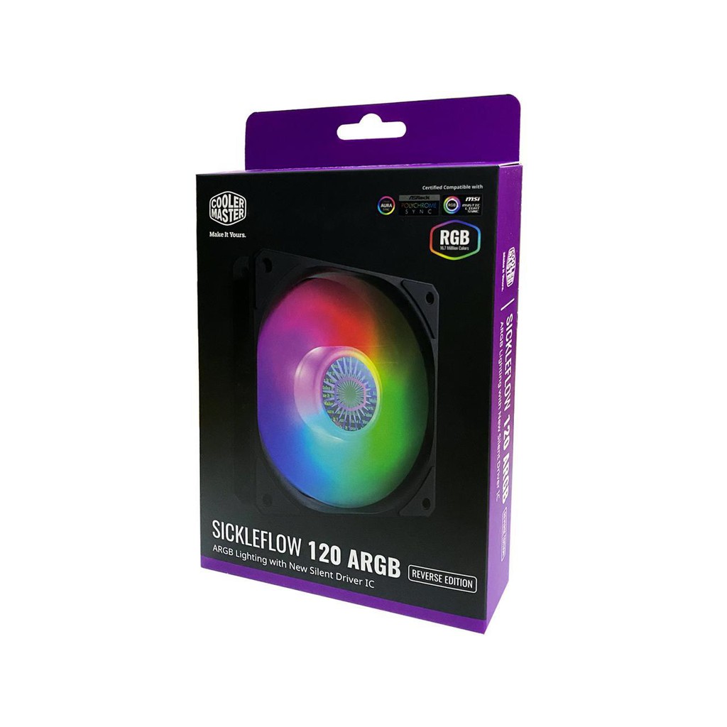 Cooler Master SickleFlow 120 V2 ARGB (Reverse Edition) - For Push-Pull CPU Cooler Setup as Exhaust Fan - Addressable RGB