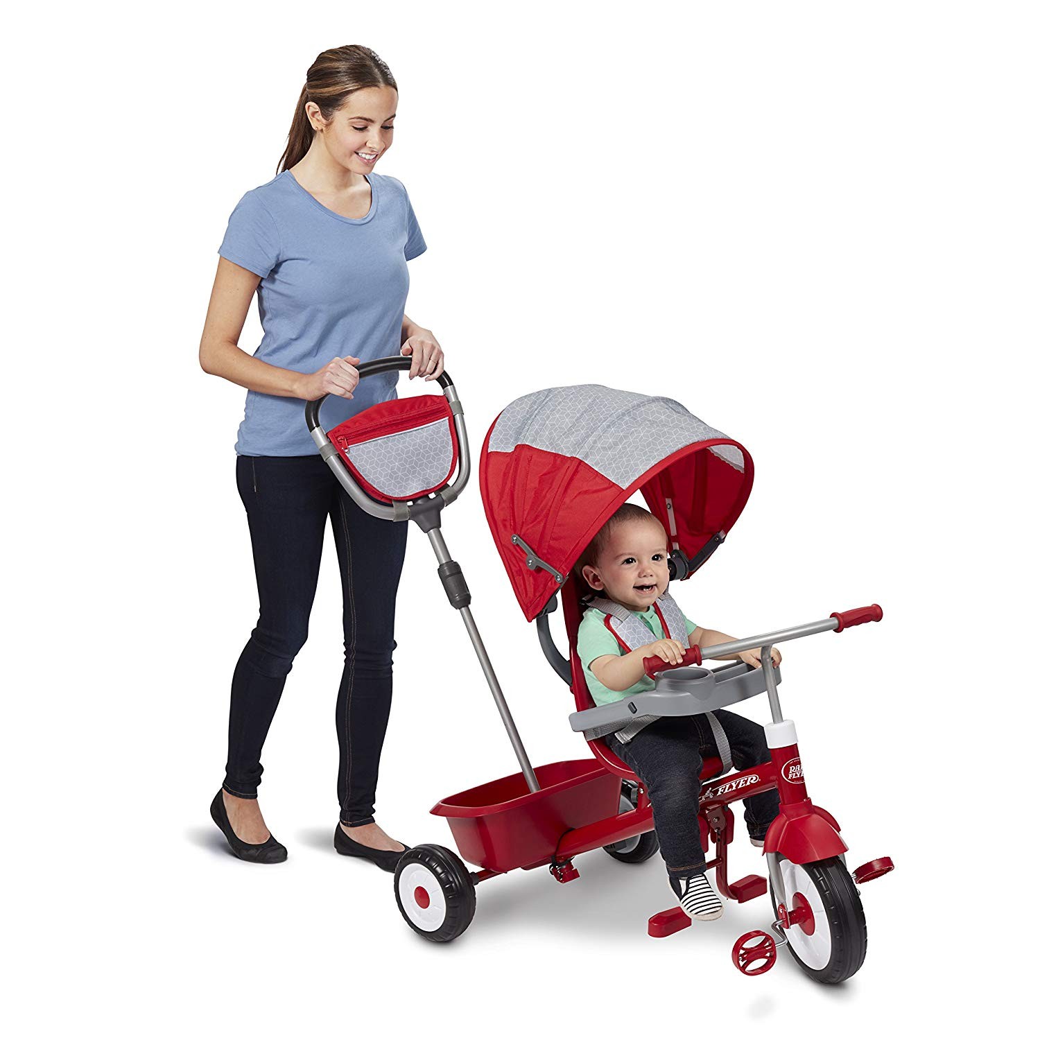 รถเข็นเด็กและรถจักรยานสามล้อเอนกประสงค์ Radio Flyer 5-in-1 Stroll 'n Trike