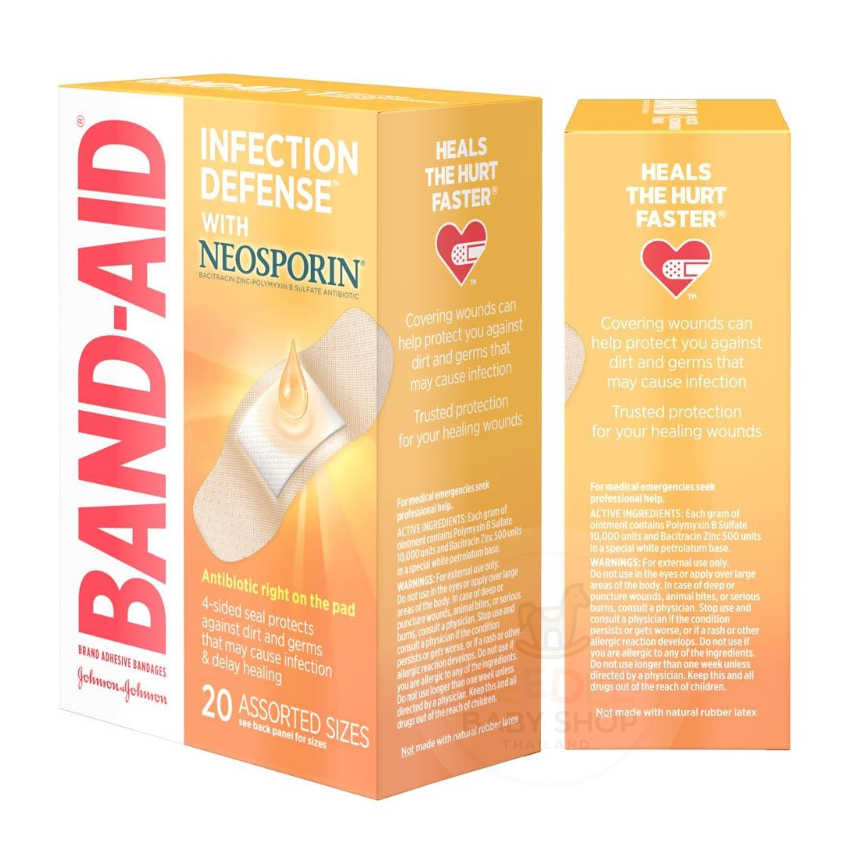 พลาสเตอร์ปิดแผลพร้อมยาฆ่าเชื้อ Johnson & Johnson BAND-AID Infection Defense with Neosporin