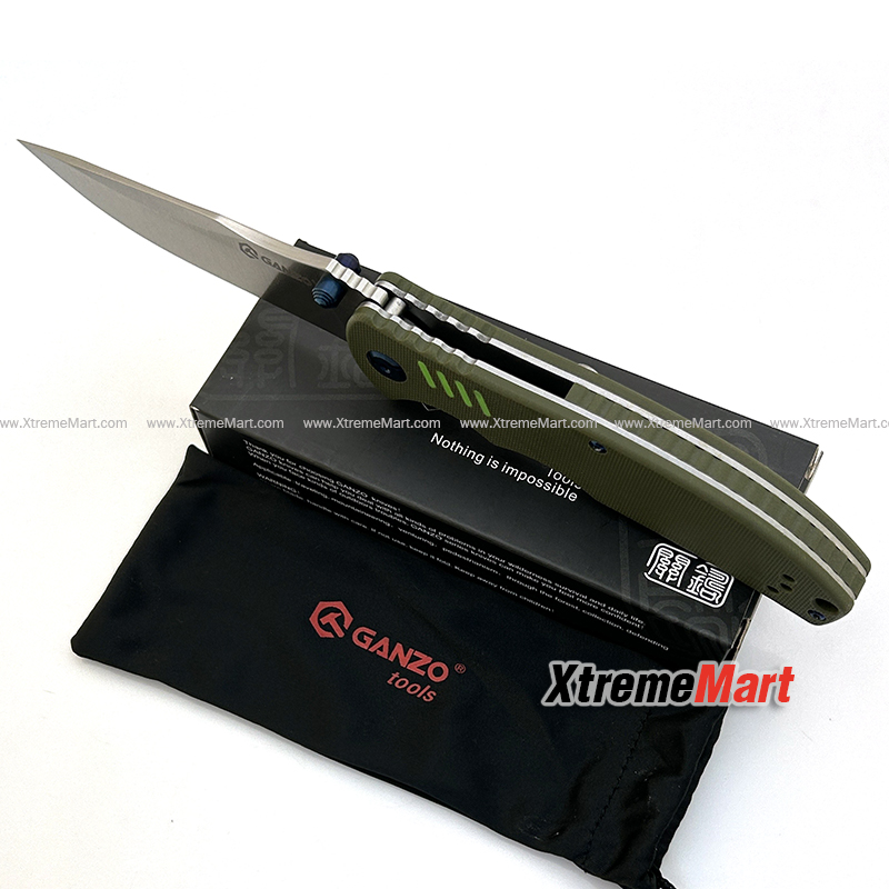 Ganzo 7511 Firebird G7511 ใบมีด 440C ด้าม G10 สีเขียว 58-60HRC Survival Camping มีดยุทธวิธี EDC (เล่มละ)