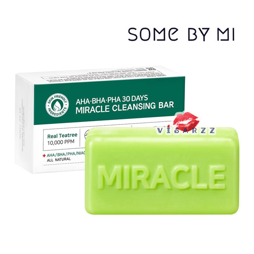 (ขายส่ง 270.-) Some by Mi AHA BHA PHA 30 Days Miracle Cleansing Bar 106g สบู่รักษาสิวใน 30 วัน ใช้ได้ทั้งผิวหน้าและผิวกาย ด้วยส่วนผสมจาก สารสกัดทีทรี ช่วยปรับสภาพผิวให้ดูเรียบเนียน รูขุมขนดูกระชับขึ้น