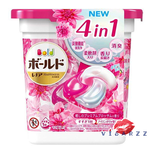 (ชมพูกระปุก 12 ลูก) P&G Bold Power Gel Ball 4D # Premium Blossom 12 ลูก น้ำยาซักผ้า และน้ำยาปรับผ้านุ่ม จากญ๊่ปุ่น ช่วยให้การซักผ้าง่ายและสะดวกยิ่งขึ้น