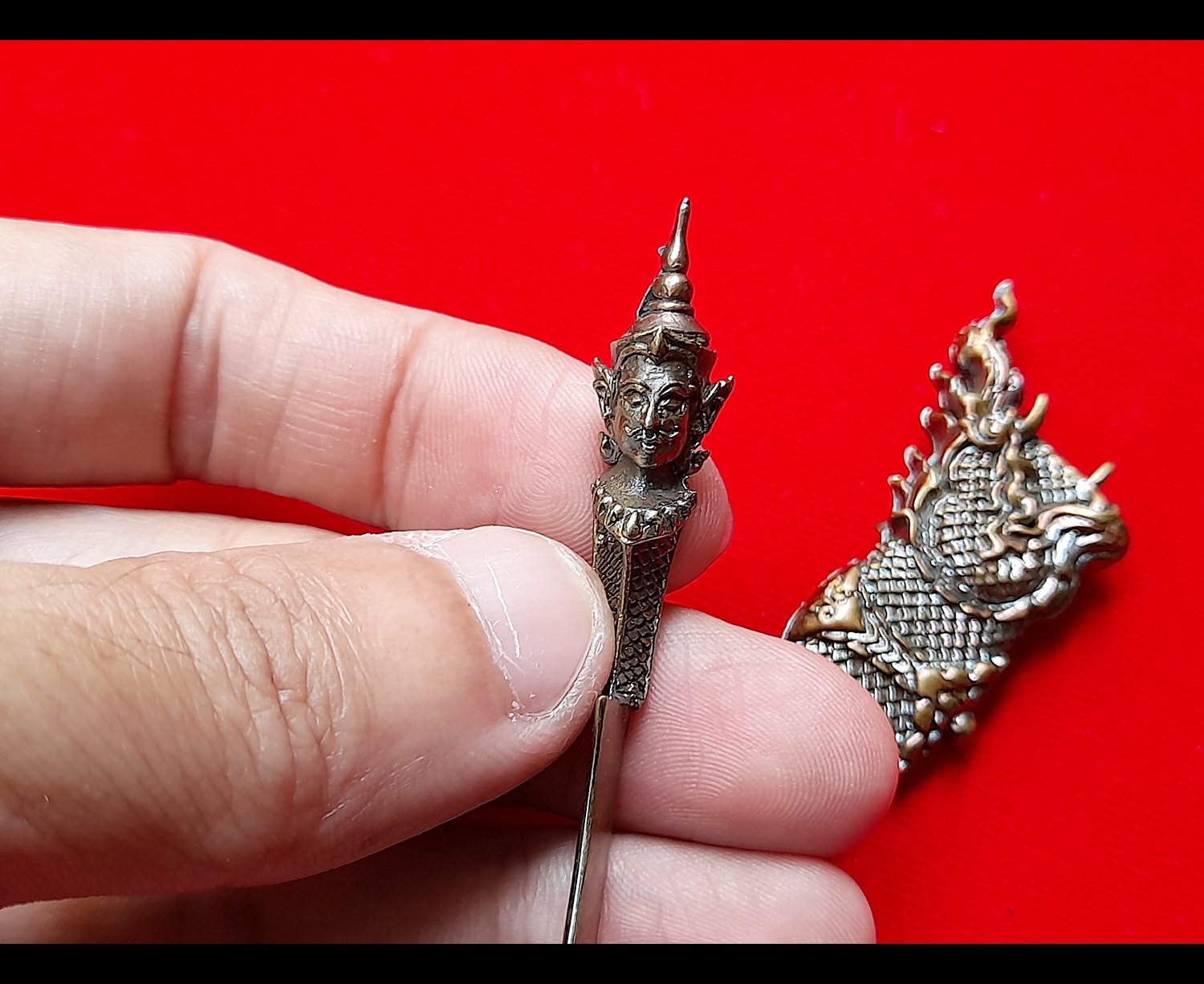 มีดหมอท้าววิรูปักษ์ (ท้าววิรูปักษ์ เทวดาผู้เป็นใหญปกครองพญานาค) หล่อนำฤกษ์ เนื้อสัตตะโลหะ (พิเศษ(เฉพาะหล่อนำฤกษ์)) ปี2564 #รับประกันแท้ - หลวงพ่อหนุน วัดพุทธโมกข์