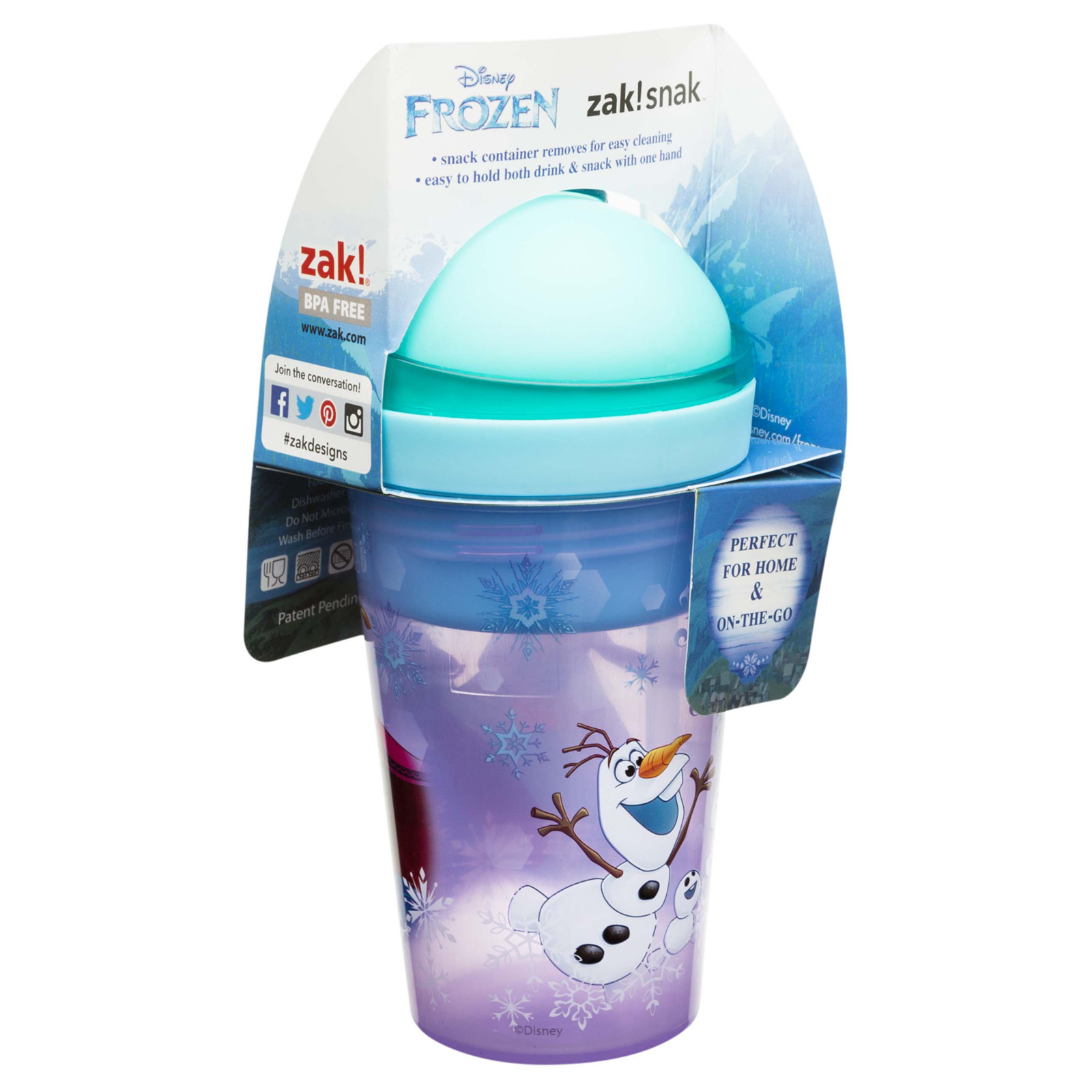 แก้วพร้อมหลอดดื่มสำหรับบรรจุเครื่องดื่มและของว่าง Zak!Snack Tumbler 2-in-1 Snack Cup (Frozen)