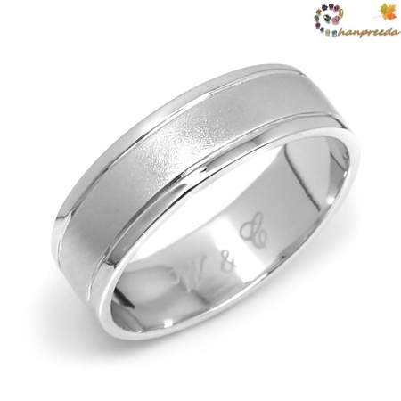 Wedding Man Ring แหวนหมั้นชาย เลเซอร์อักษรย่อชื่อบ่าวสาว ด้านในแหวน ทองชุบทองคำขาว หนัก 9.15 กรัม ขนาดแหวน #64 หน้ากว้างแหวน 7 มิล