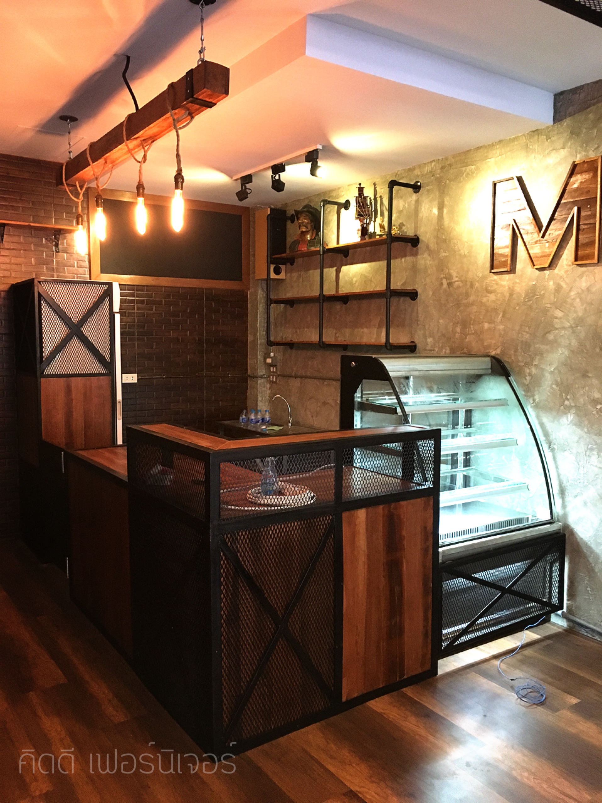 เคาน์เตอร์กาแฟไม้สไตล์loft