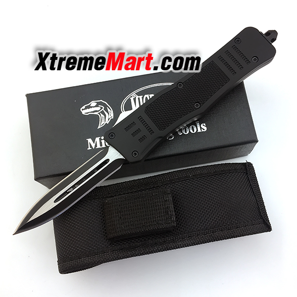 มีดสปริงตรงขนาดกลาง คมสองด้าน Microtech Combat Troodon 00556 D/E Automatic Knife Camping Tool