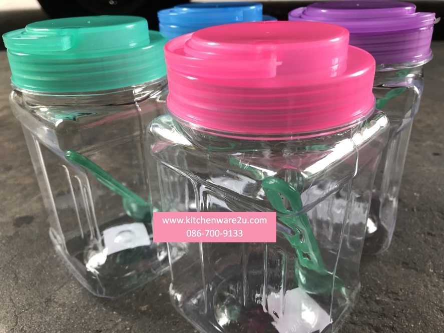 P03552 ขวดโหลสี่เหลี่ยมกลาง PET 2 ลิตร (12*12*21 cm) No.1005-2 ขายยกมัด ราคาส่งต่อ 3 โหล:36 ใบ:เฉลี่ย 240 บต่อโหล