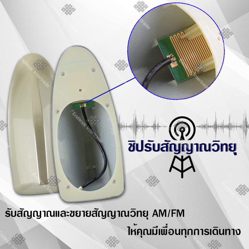 Elit เสาอากาศวิทยุครีบฉลาม มีตัวรับสัญญาณ เพิ่มสัญญาณวิทยุ สำหรับรถยนต์ ใส่ได้ทุกรุ่น ทรงเดียวกับ BMW , Benz รุ่น Car Antenna Fin Gold