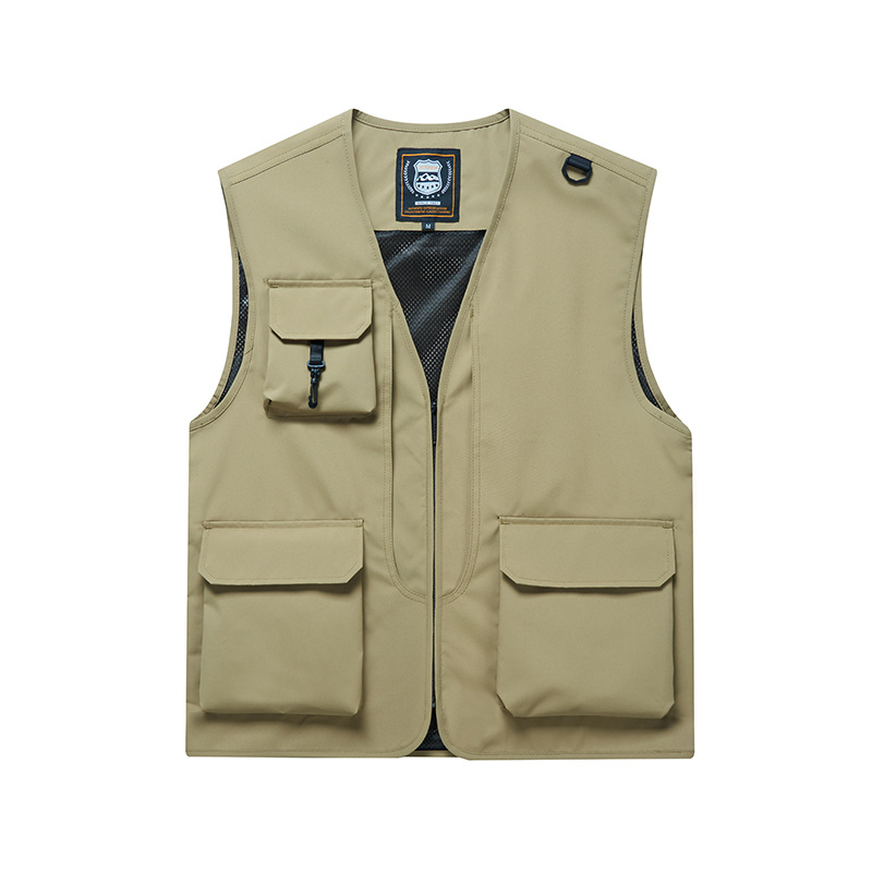 เสื้อกั๊กตาข่ายหลายกระเป๋าสำหรับปีนเขากลางแจ้ง เสื้อกั๊กถ่ายภาพ เสื้อกั๊กสัมภาษณ์ พิมพ์โลโก้ N6811001 สีภาพ S-6XL