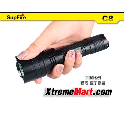 ชุดเซตไฟฉาย SupFire C8 T6 LED flashlight 1100LM 5 โหมด แสงสีขาว (สีดำ)