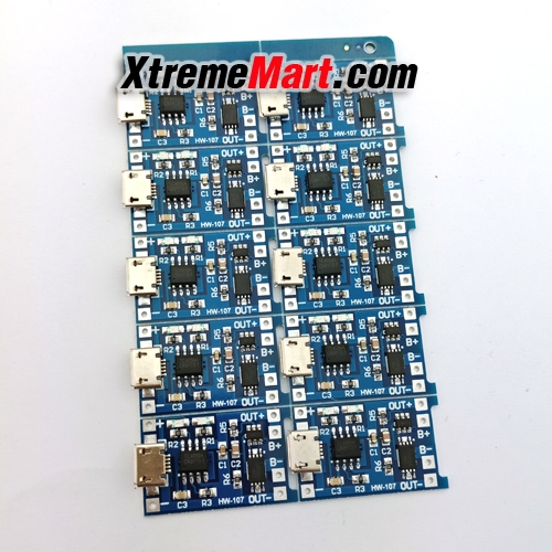 วงจรชาร์จ Ver.2 แบบมีวงจรป้องกัน TP4056 Micro USB 18650 Lithium Battery Module Charger Board (ชิ้นละ)