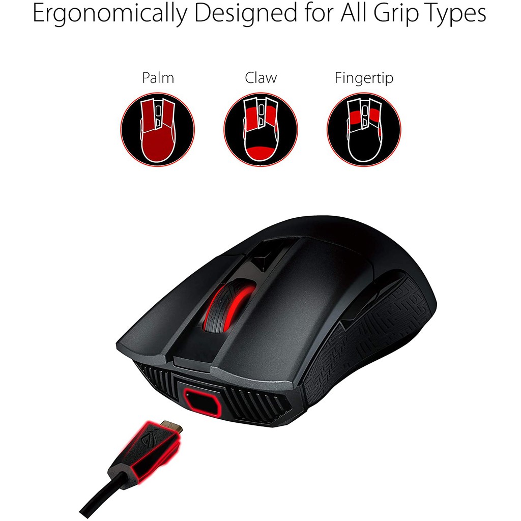 ASUS Wireless Optical Gaming Mouse for PC - ROG Gladius II | Right-hand Grip | 12000 DPI