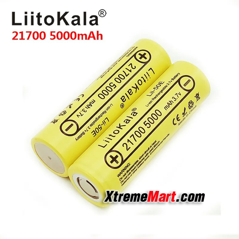 แบตเตอรี่ Liitokala lii-50E 21700 5000mah ชาร์จได้ 3.7V 5C discharge High Power batteries For High-power Appliances (ราคาต่อ1ก้อน)