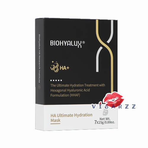 (1 กล่อง 7 แผ่น) Biohyalux HA Ultimate Hydration Mask 25g x 7 แผ่น มาส์กแผ่นบำรุงผิวชุ่มชื้นอย่างเต็มประสิทธิภาพ ด้วยพลังการเติมน้ำให้ผิวจาก HHAF มอบการบำรุงล้ำลึกทุกชั้นผิว พร้อมพลังการบำรุงให้ผิวกระจ่างใส ปลอบประโลมผิวจากมลภาวะ และเติมน้ำให้ผิวด้วย Niac