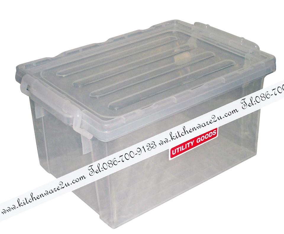 P00912 กล่องเอนกประสงค์ หูล๊อค สีขาวใส 13 ลิตร (ขนาดวัดด้านนอก 26*38*19 cm) เกรดเอ No.13055 (ราคาส่งต่อ 12 ใบ : 140 บ ต่อใบ)
