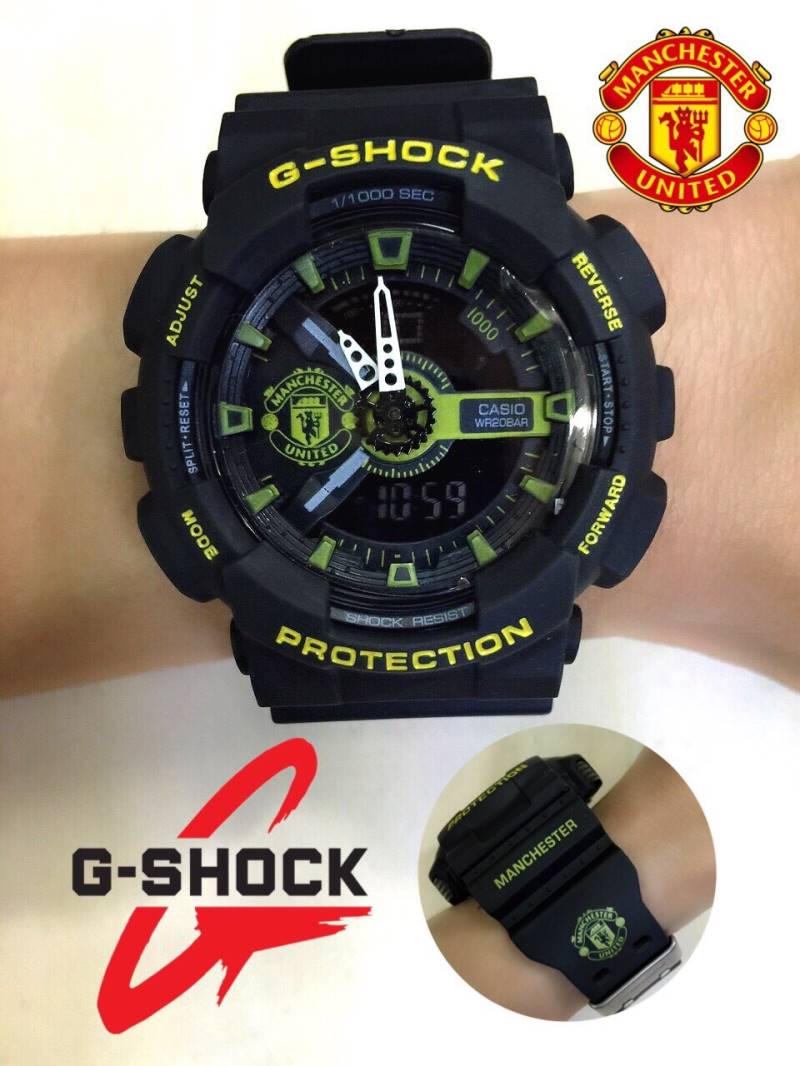 นาฬิกา G-Shock AAA รุ่น สายยางสีดำ เฟืองเหลือง Manchester 2 ระบบ ทน หาไม่ได้อีกแล้ว ถูกสุดๆ