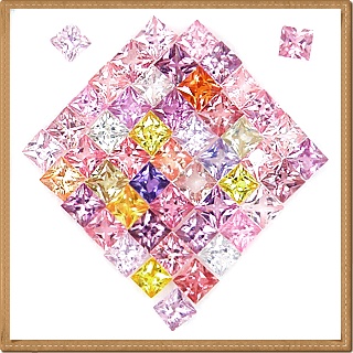 Princess Cut 2.2 m พลอยแฟนซี Fancy สี่เหลี่ยมก้นเพชร จำนวน 50 เม็ด หนัก 4.09 กะรัต หลากหลายสี Multi Colour เนื้อสะอาดทุกเม็ด ใสปิ้ง เจียระไนแบบเพชร
