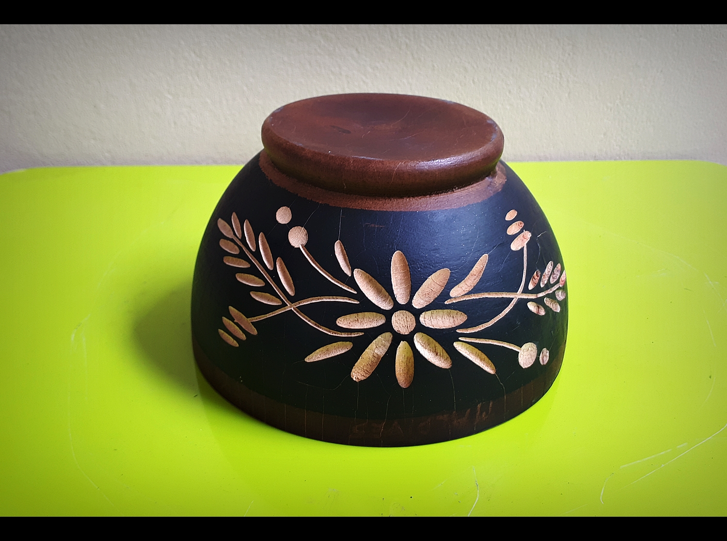 ถ้วย ชาม ไม้มะม่วง สีน้ำตามเข้ม สลักลาย (ขายปลีก ขายส่ง)