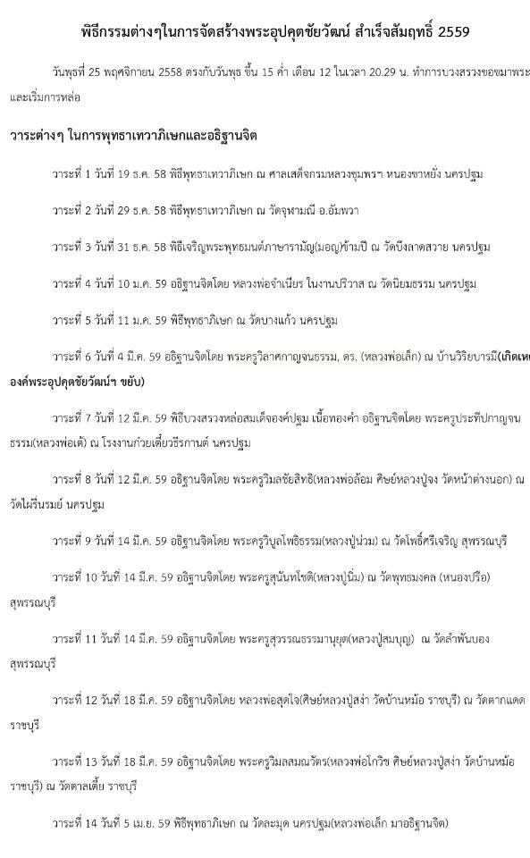 พระอุปคุต ชัยวัฒน์ เนื้อแร่นกเขาเปล้า ปี2559 - หลวงพ่อเล็ก วัดท่าขนุน