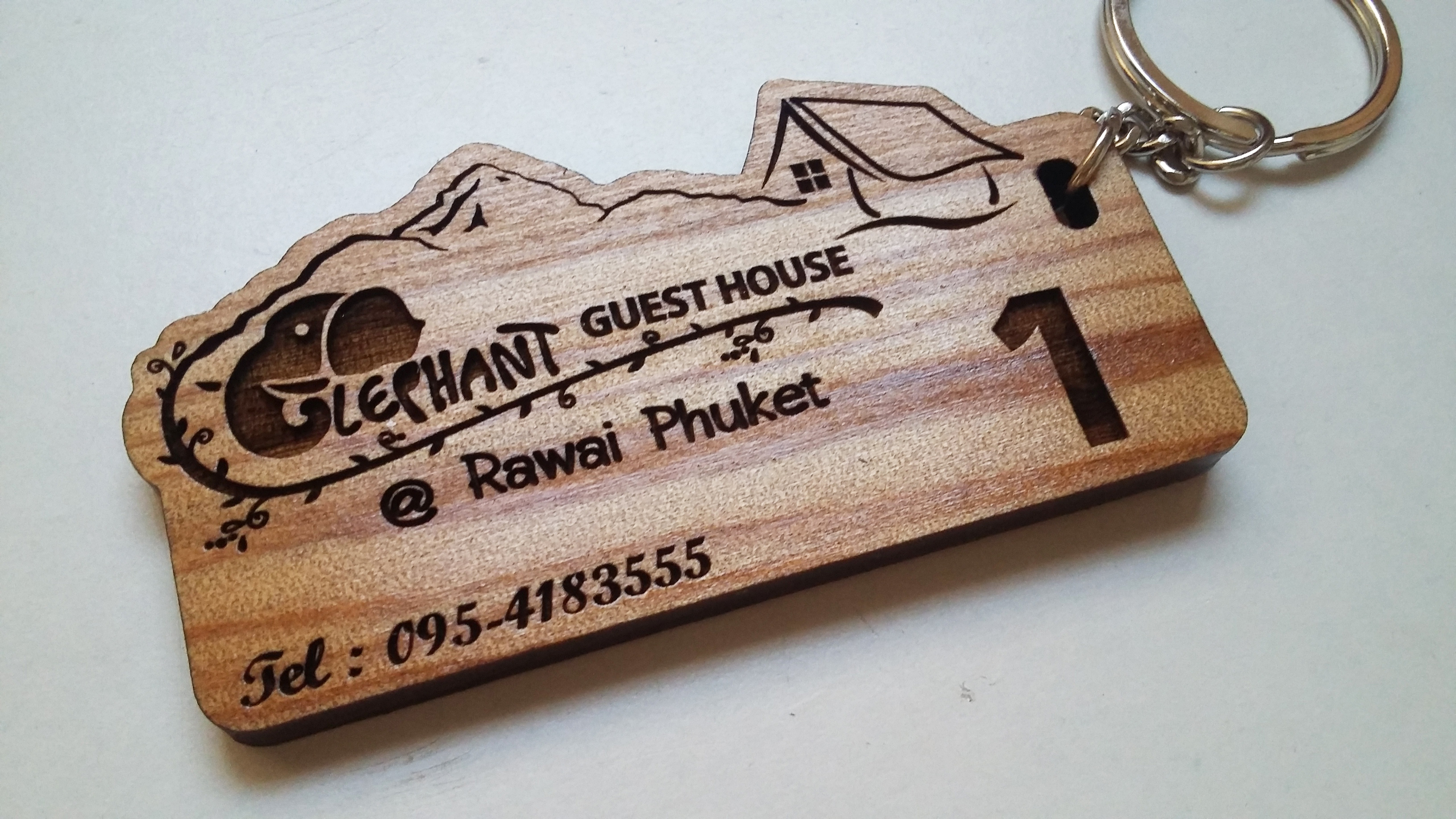 พวงกุญแจไม้ พวงกุญแจรีสอร์ท พวงกุญแจห้องพัก-Elephant Guest House @ Rawai Phuket
