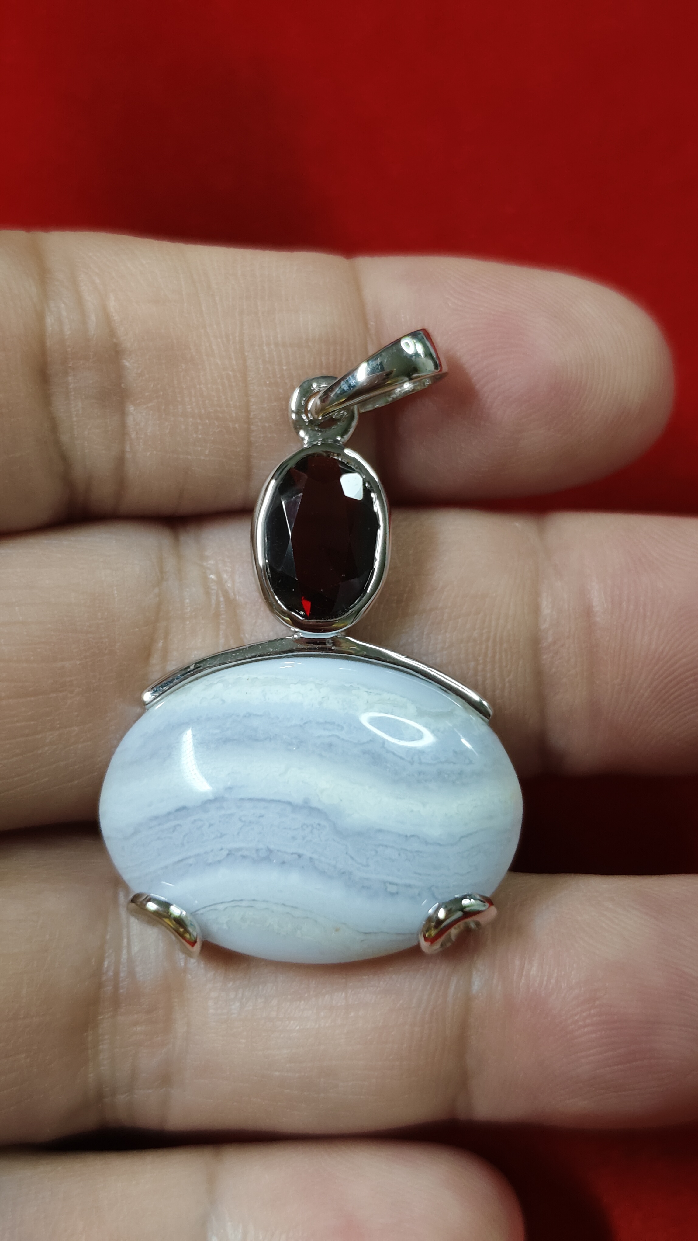 #จี้หินโกเมน-บลูเลซอาเกต รหัสC-033