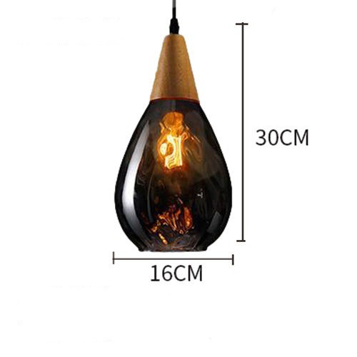 โคมไฟแขวนเพดานแก้วรูปทรงหยดน้ำตกแต่งหัวไม้ [RLW-16]