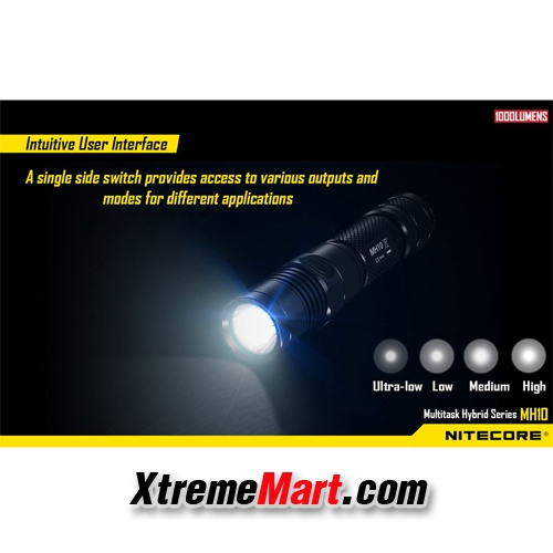 ไฟฉาย Nitecore MH10 แสงขาว 1000LM CREE XM-L2 U2 LED flashlight พร้อมแบตเตอรี่ชาร์จ Nitecore 18650 + USB charger