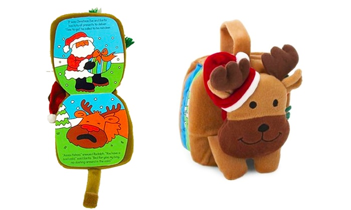 หนังสือตุ๊กตากวางเรนเดียร์กอดได้ Barron's Books on the Go! Cuddly Reindeer