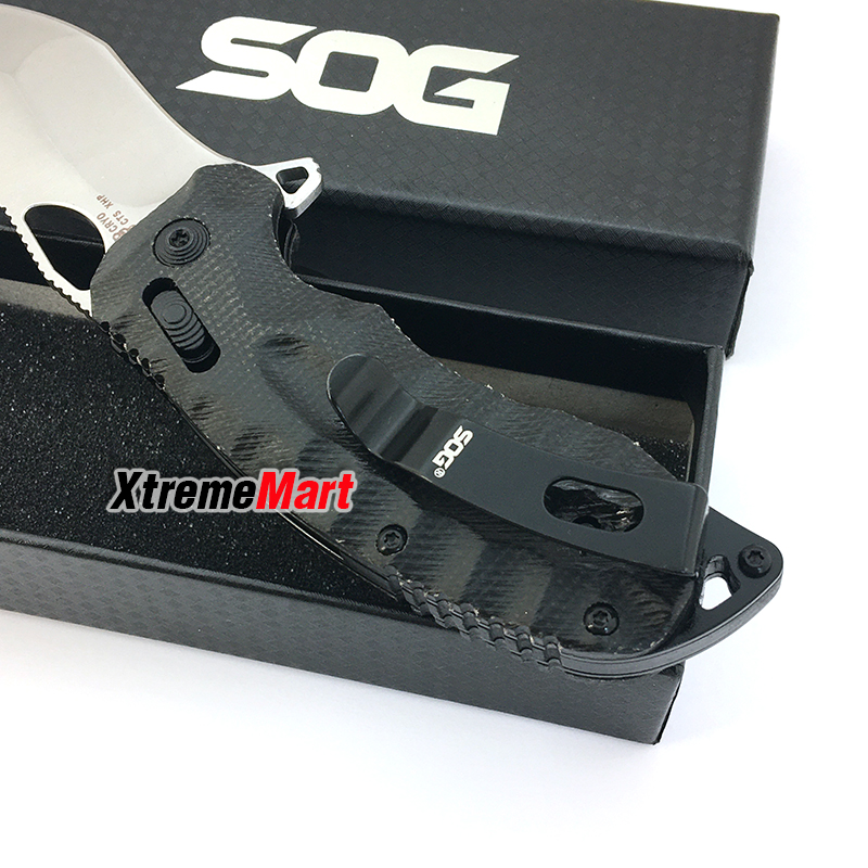 มีดพับ SOG Kiku XR CTS-XHP ด้าม Micarta สีดำ (Black) จุดหมุนตลับลูกปืน (เล่มละ)