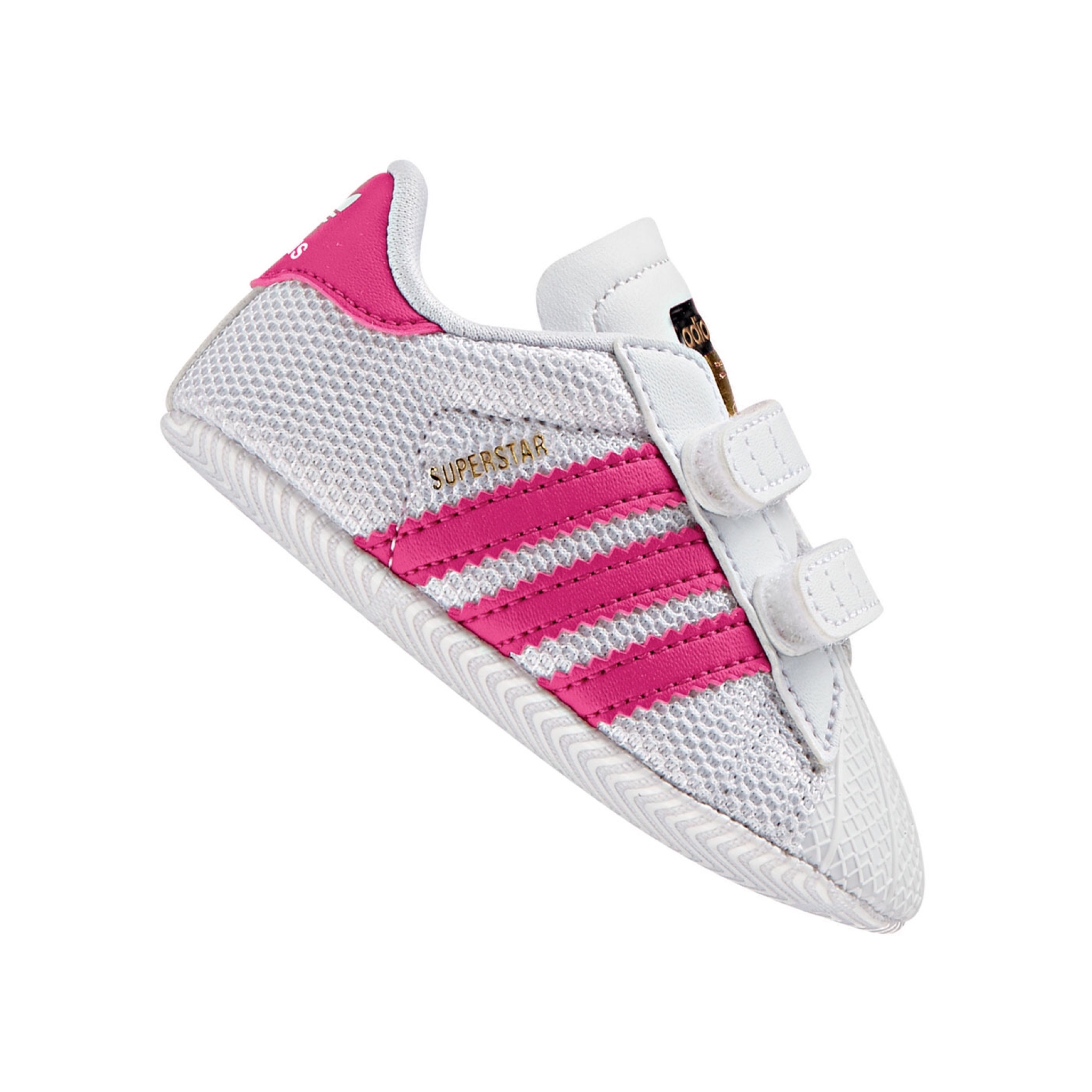 รองเท้าสุดนุ่มสำหรับเบบี๋ Adidas Originals Superstar Crib (White / Bold Pink (UK3))