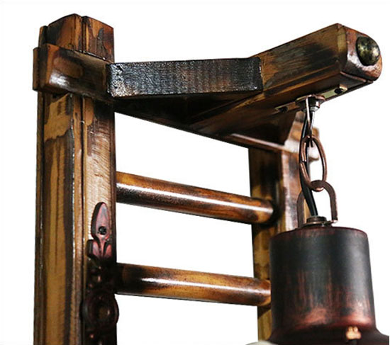 โคมไฟไม้ไผ่ติดผนังสไตล์วินเทจมีเชือกห้อย [MB-7191T]